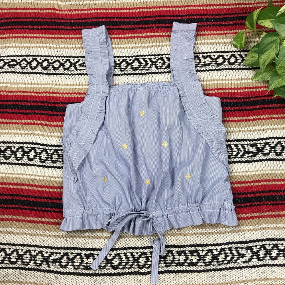 H&M Cropped Ruffle Strap Square Neck Top Sz 10